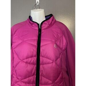Giacca Sport Jacket Womens XL Pink Quilted Softshell Hybrid Full Zip Insulated